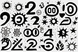 A sun with number 2000 in it tattoo idea