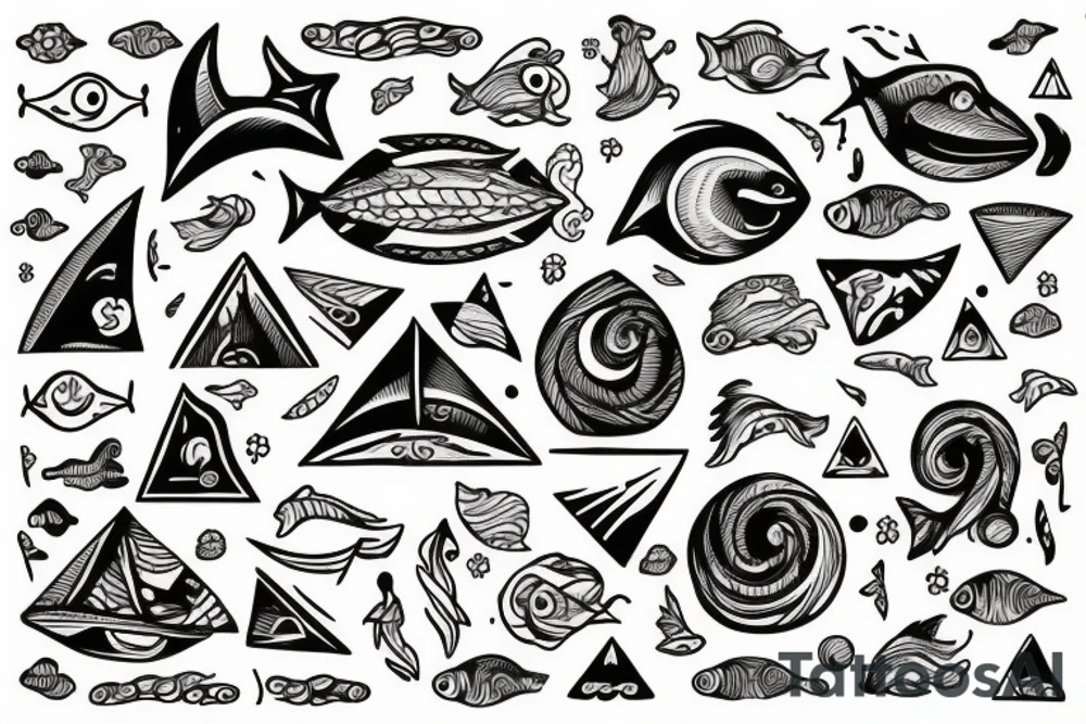 the sea in the triangle tattoo idea