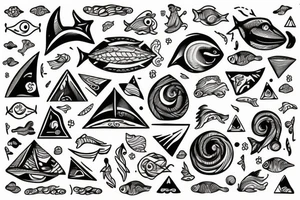 the sea in the triangle tattoo idea