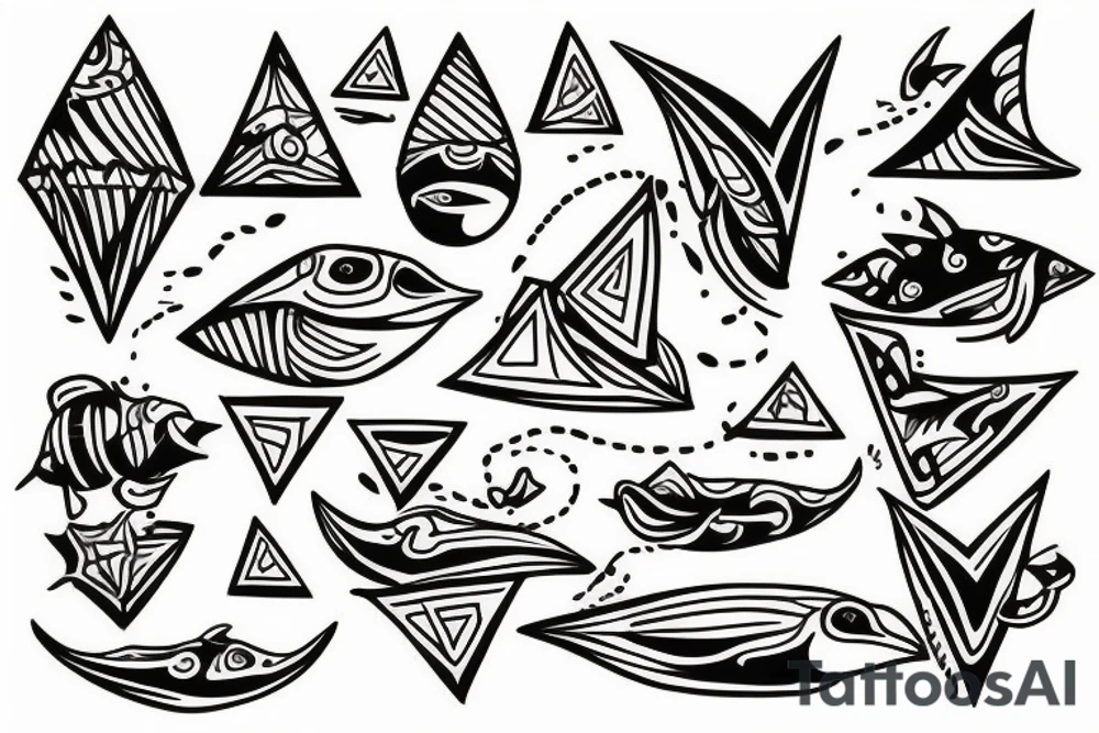 the sea in the triangle tattoo idea