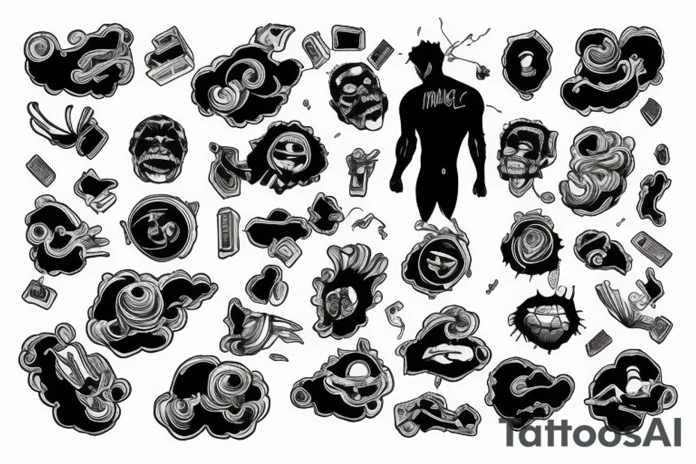 a man is suspended between floor and sky tattoo idea