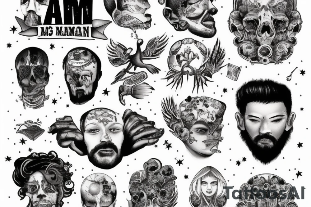 a man is suspended between floor and sky tattoo idea