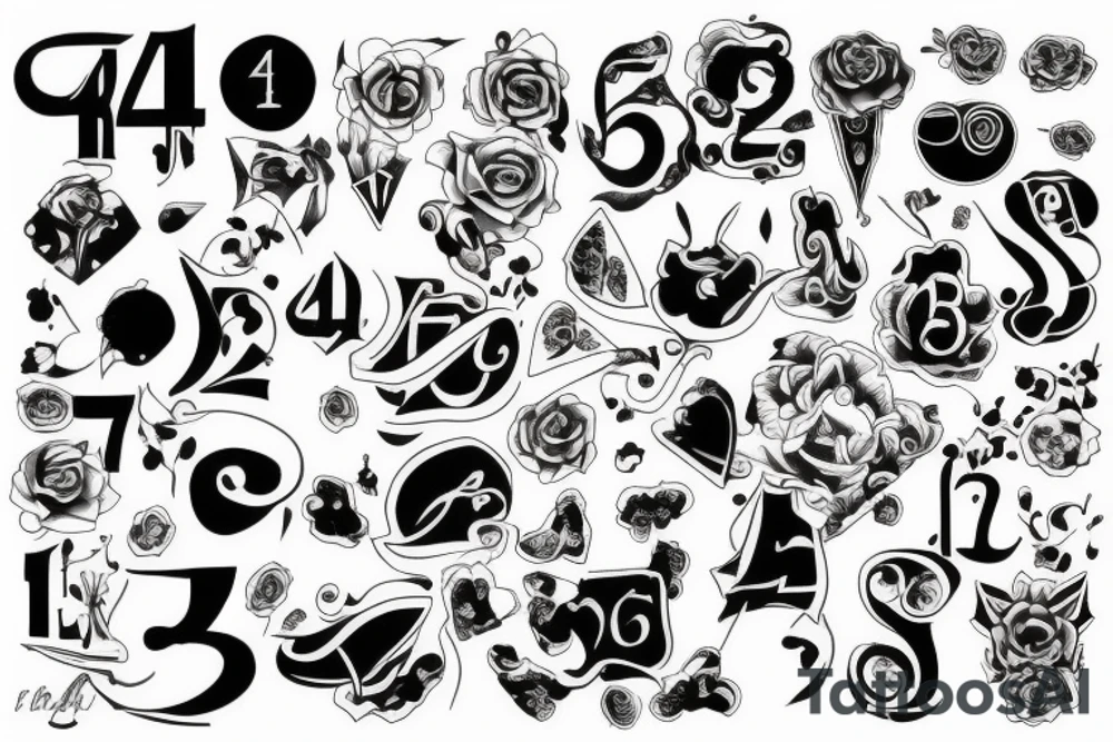 black number '4' tattoo idea