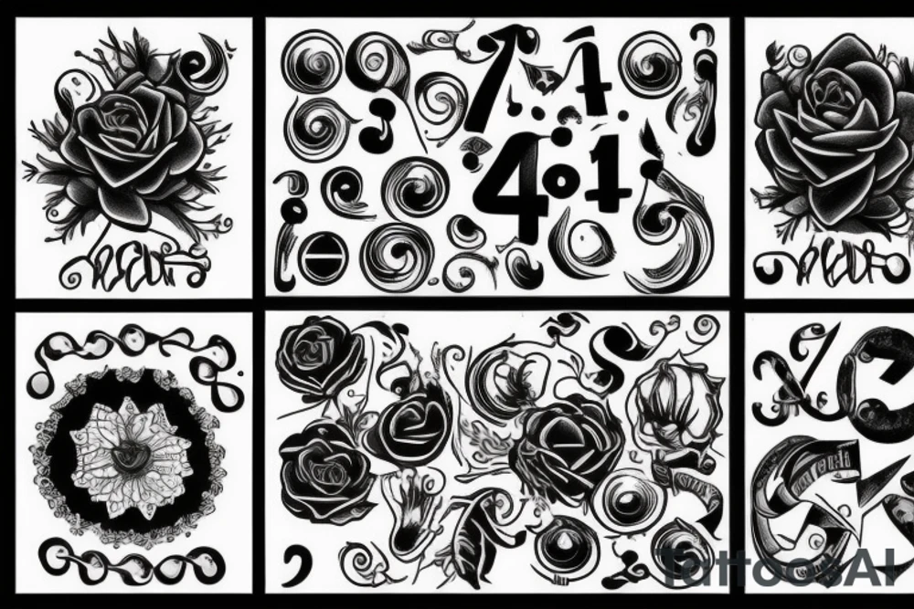 black number '4' tattoo idea