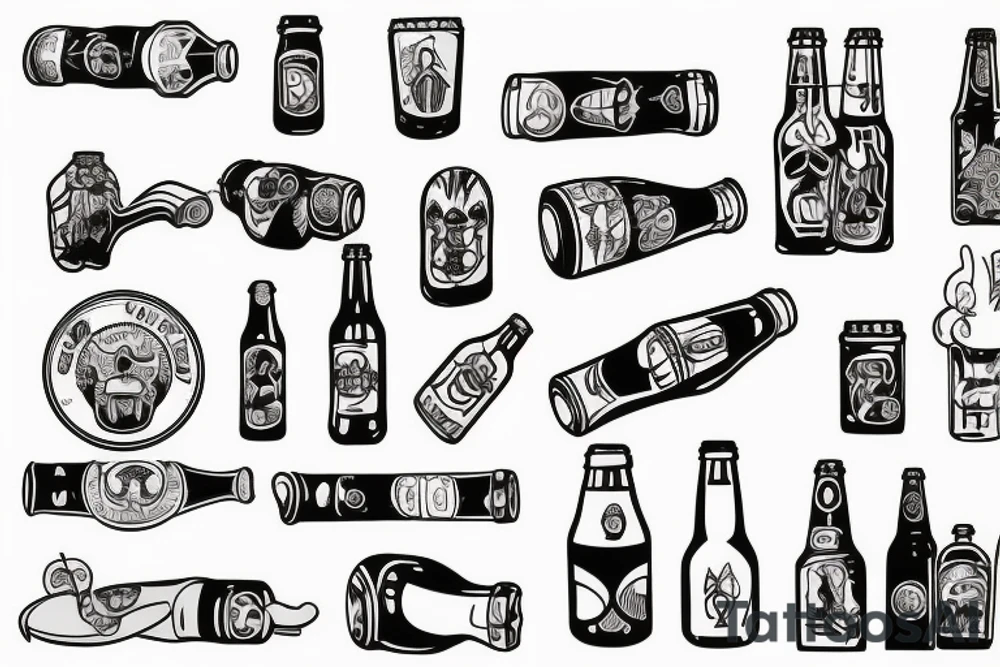 ant with bottle of beer tattoo idea