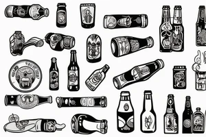 ant with bottle of beer tattoo idea