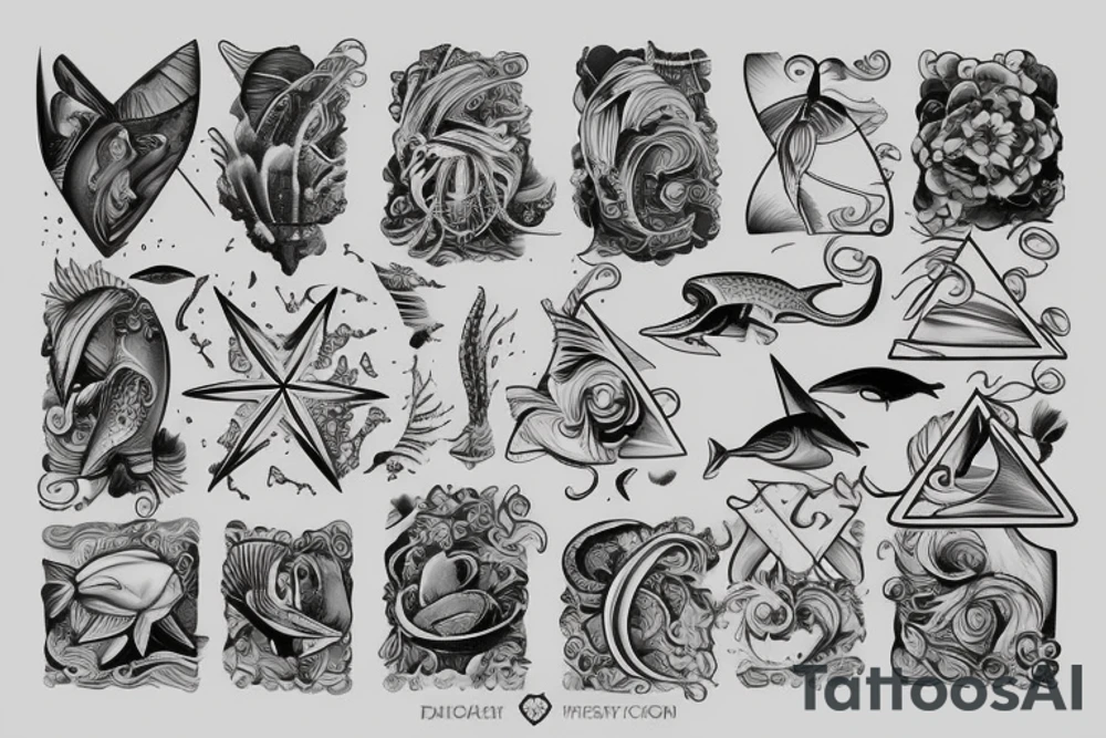 the sea in the triangle tattoo idea