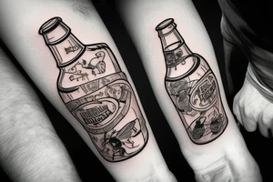 ant with bottle of beer tattoo idea
