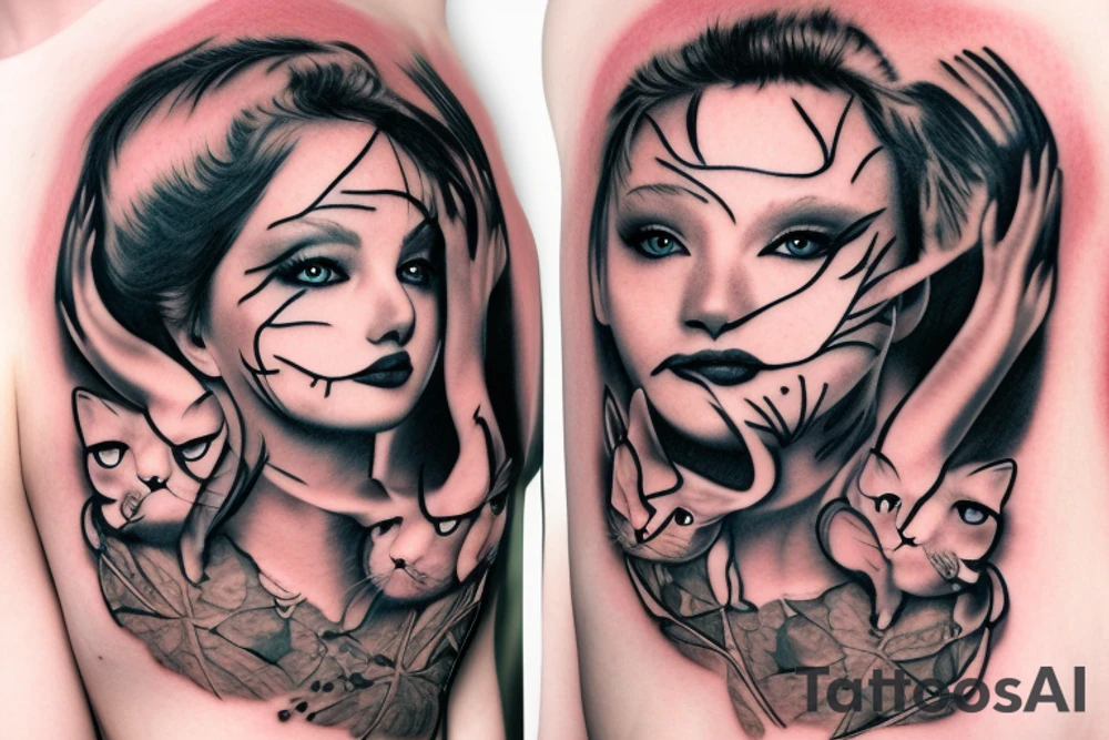 Cat lick nipple tattoo idea