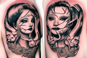 Cat lick nipple tattoo idea