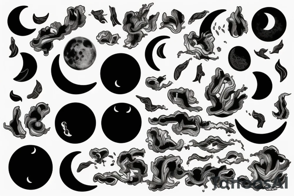 The picture or shadow of the moon on lake tattoo idea