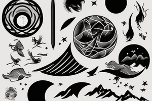 The picture or shadow of the moon on lake tattoo idea