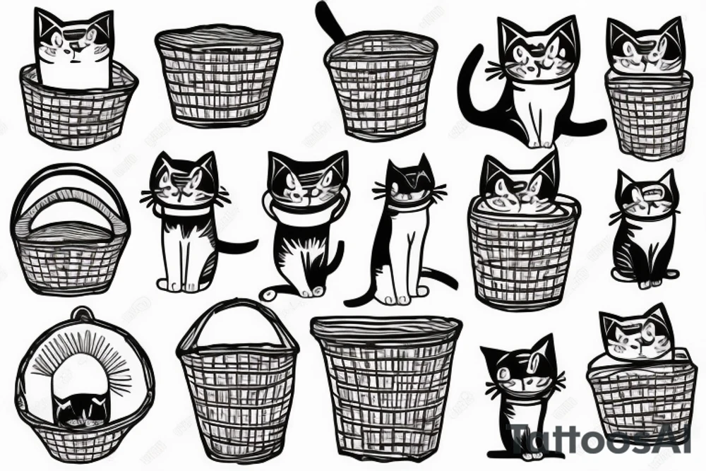 A cat In a basket tattoo idea