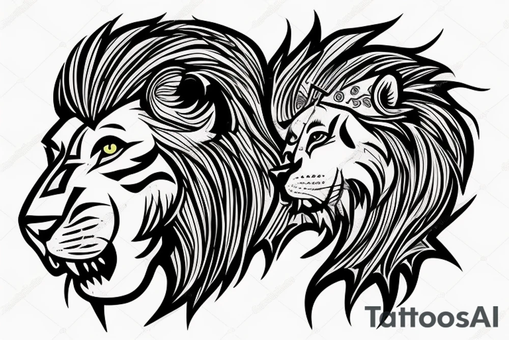 lion with sword tattoo idea