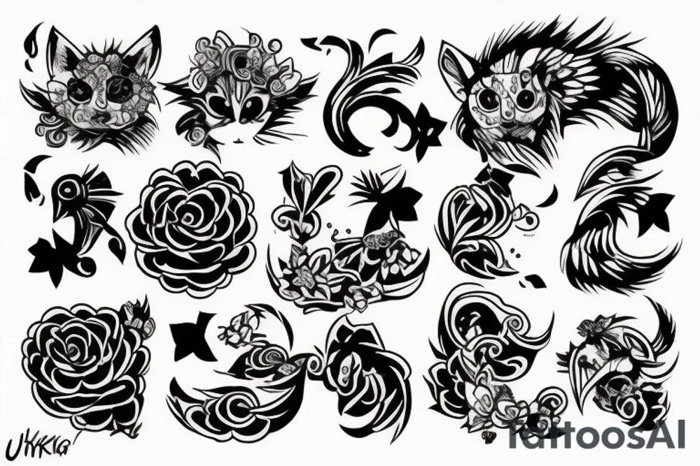 кошка укийоу, вокруг руки tattoo idea