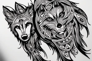 wolf on the side, half space tattoo idea