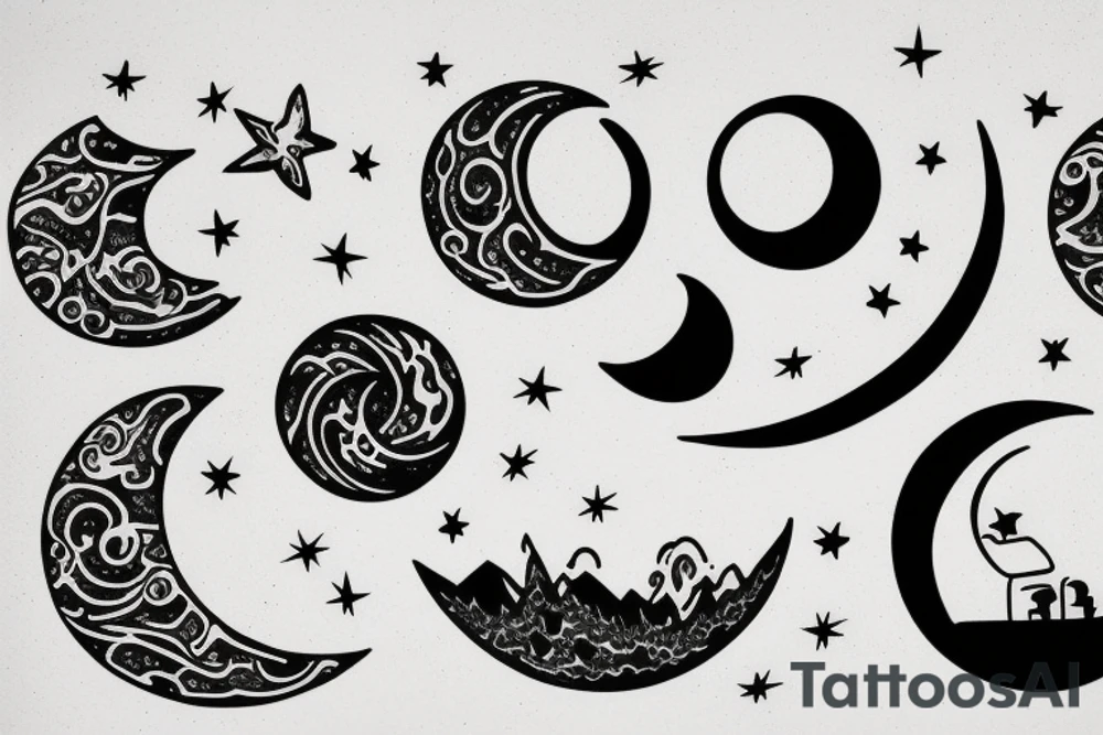 The picture of the moon on lake tattoo idea