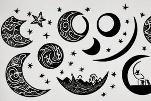 The picture of the moon on lake tattoo idea