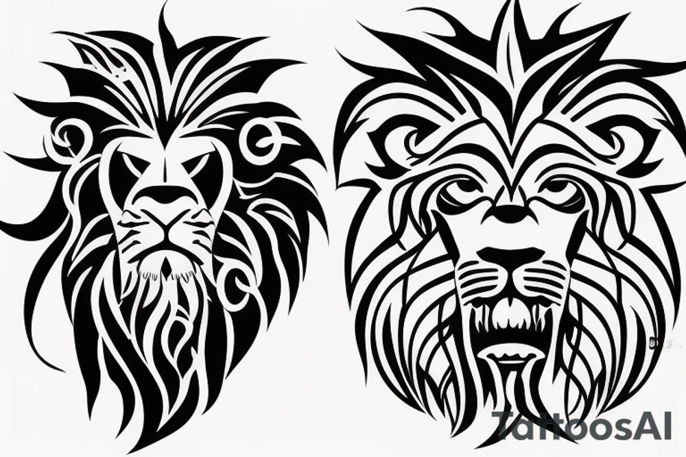 lion with sword tattoo idea