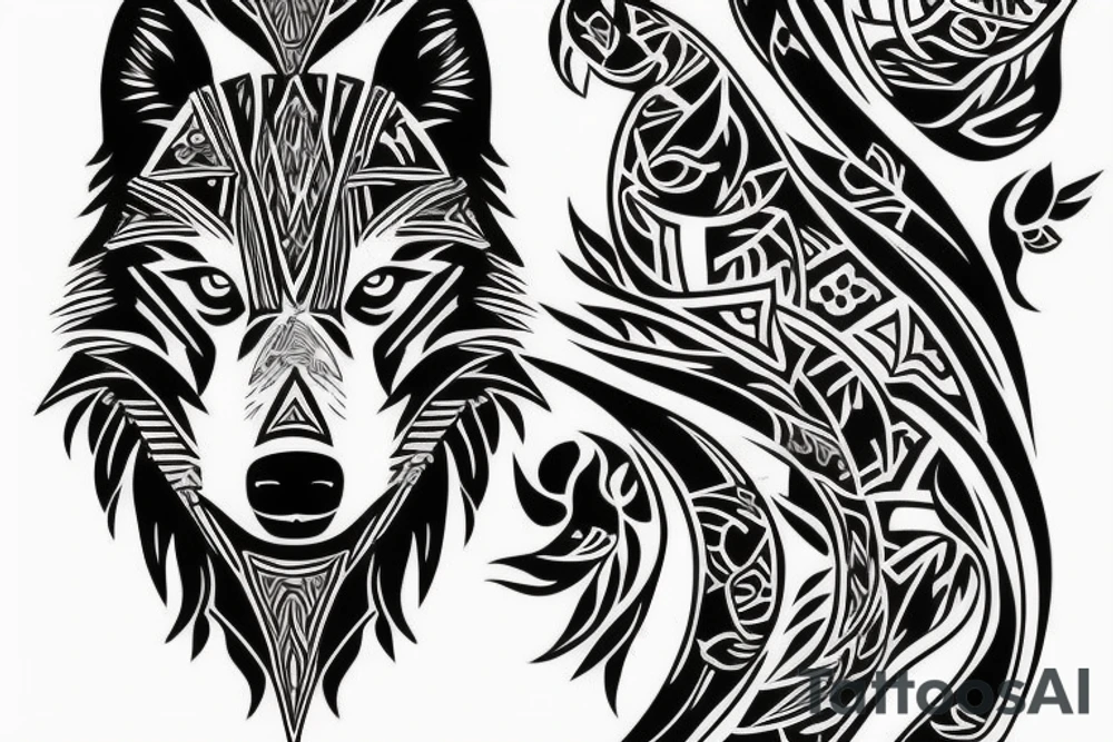 wolf on the side, half space tattoo idea