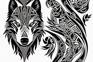 wolf on the side, half space tattoo idea