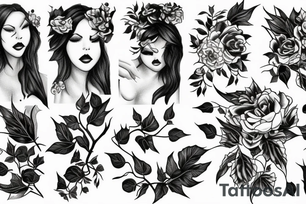 black ivy drawn in pencil tattoo idea