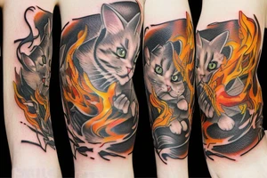 Cat vomit fire tattoo idea