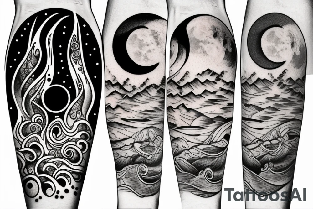 The reflection of the moon on lake tattoo idea