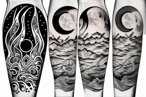 The reflection of the moon on lake tattoo idea