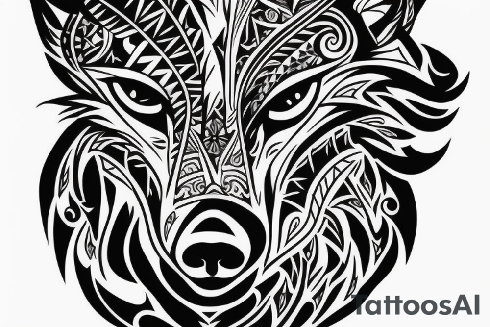Wolf side view full length, half body space tattoo idea