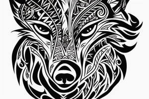 Wolf side view full length, half body space tattoo idea