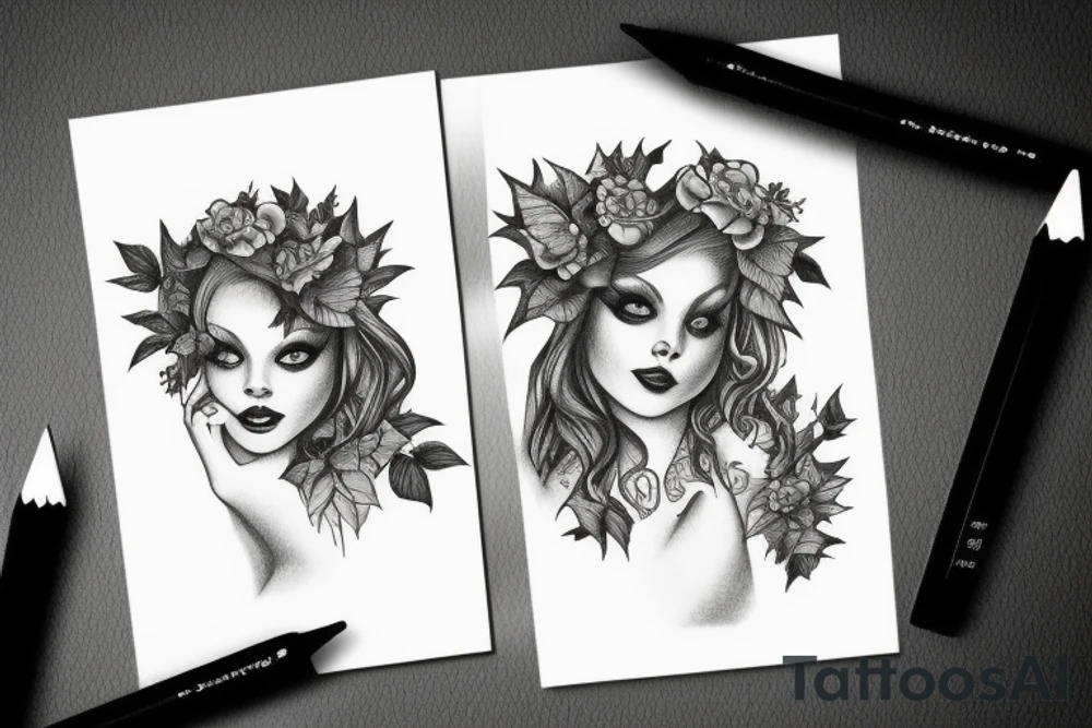 black ivy drawn in pencil tattoo idea