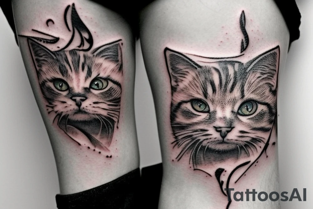 Cat vomiting fire tattoo idea