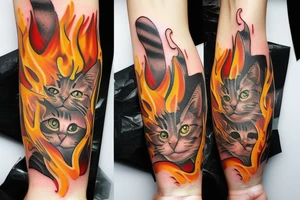 Cat vomiting fire tattoo idea