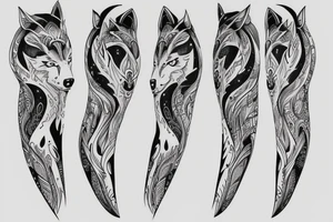 Wolf side view full length, half body space tattoo idea
