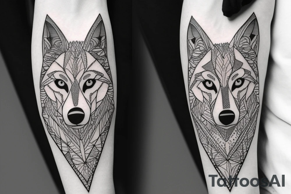 Wolf side view full length, half body space tattoo idea Wolf side view full length, half body space tattoo idea