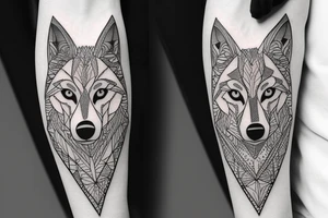 Wolf side view full length, half body space tattoo idea