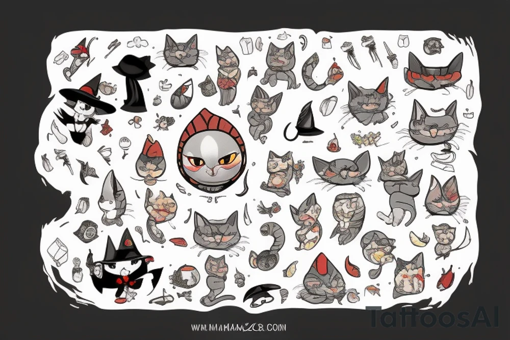 witch cat tattoo idea