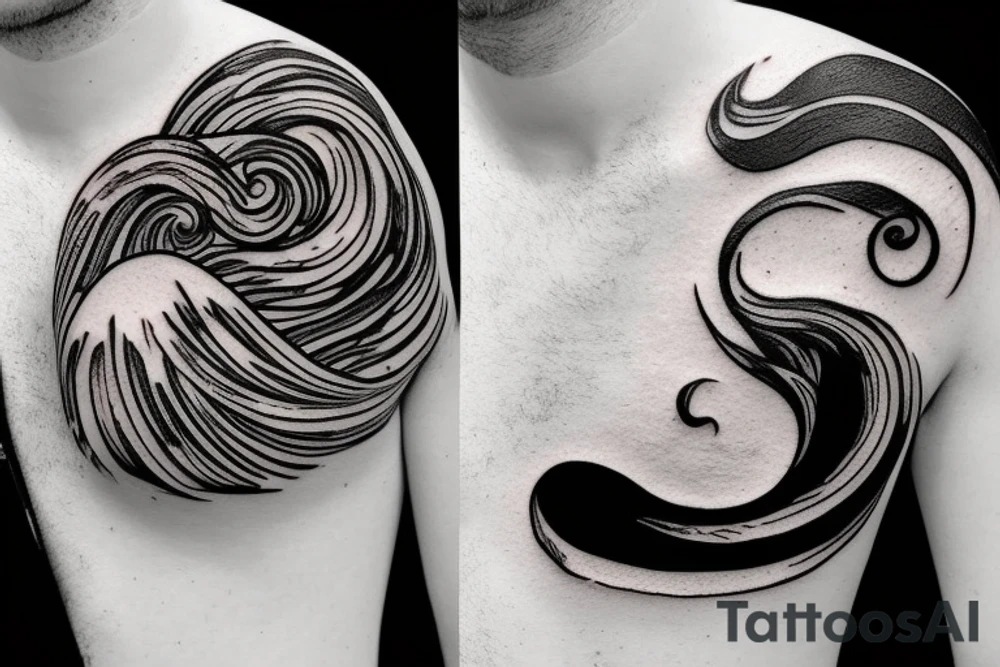 Sea waves, Planets tattoo idea
