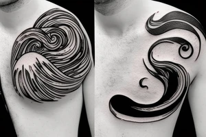 Sea waves, Planets tattoo idea