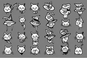 witch cat with a hat tattoo idea