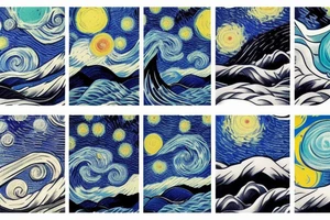 Sea waves, Planets, dogs tattoo idea