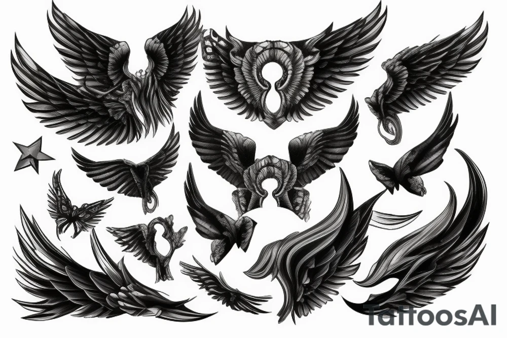 Broken wings of freedom tattoo idea