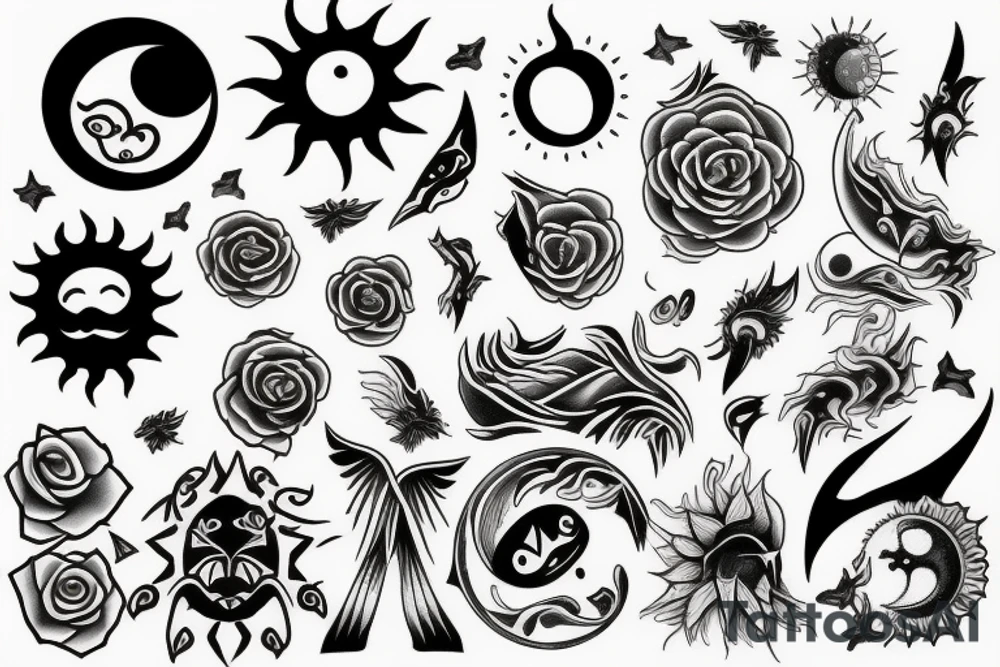 Sun and moon tattoo idea
