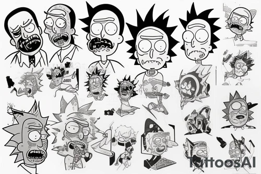 rick (character of rick and morty) is painting tattoo idea