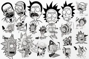 rick (character of rick and morty) is painting tattoo idea