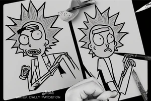 rick (character of rick and morty) is painting tattoo idea
