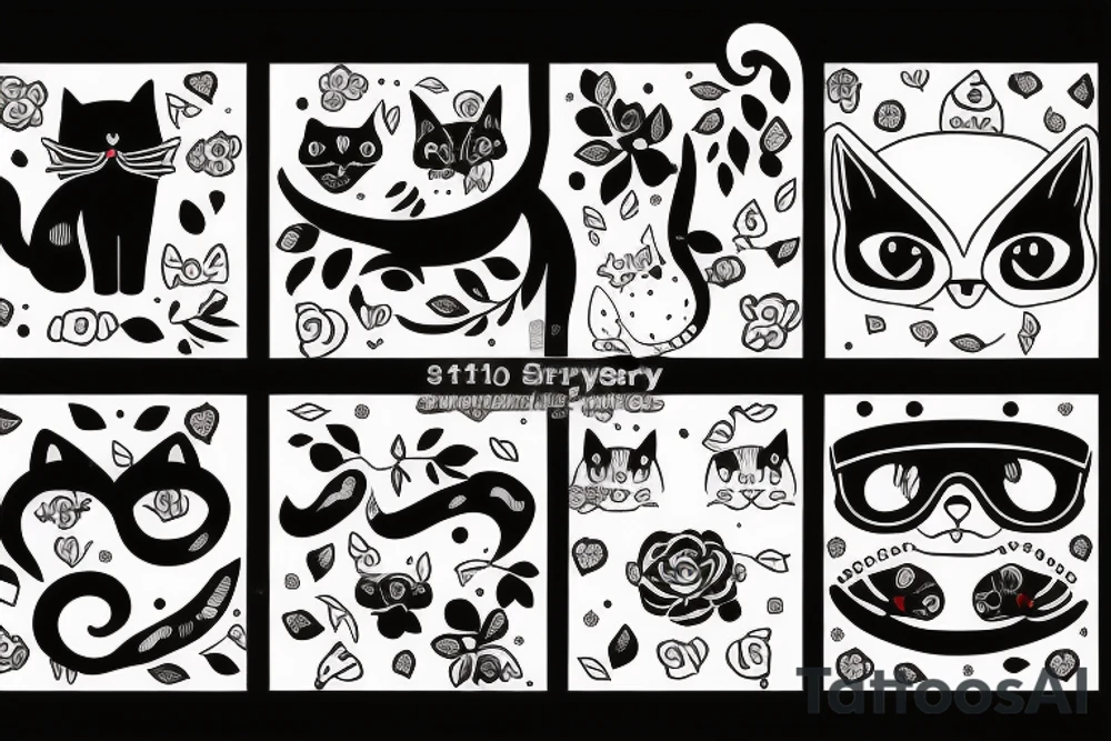 Cat and stwberry tattoo idea