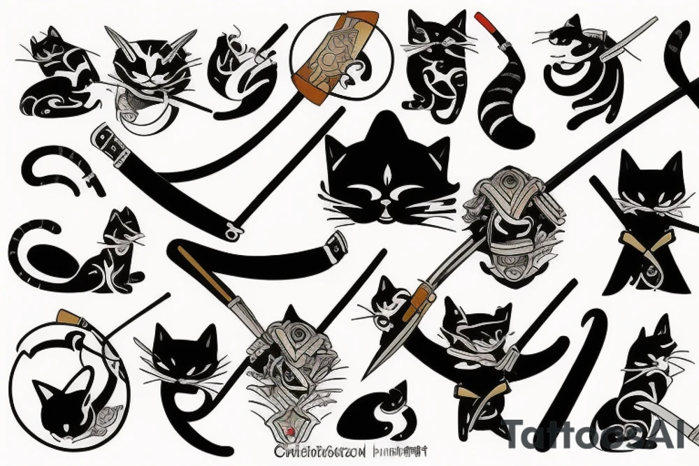 Cat samurai tattoo idea