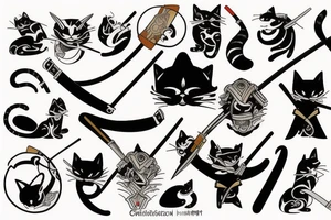 Cat samurai tattoo idea